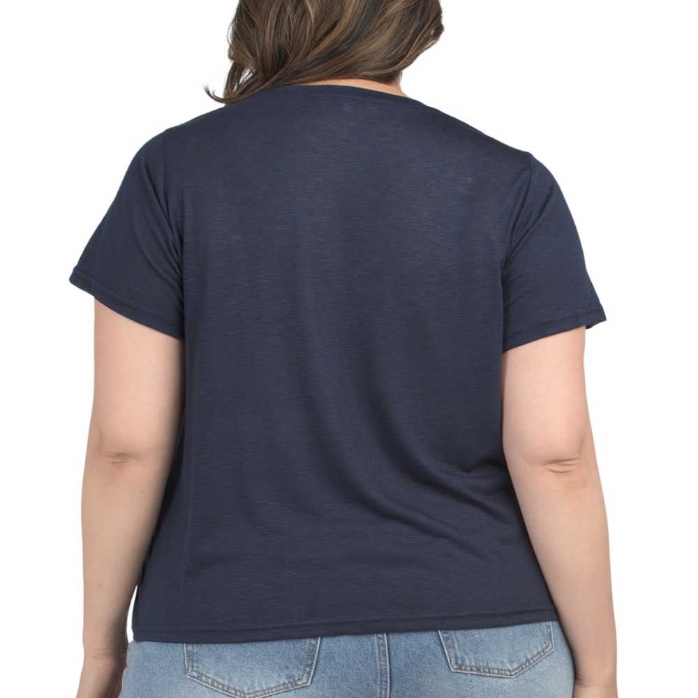 NWT Rose & Olive Navy Seashell Slub Knit Top Size 2X - Picture 2 of 3